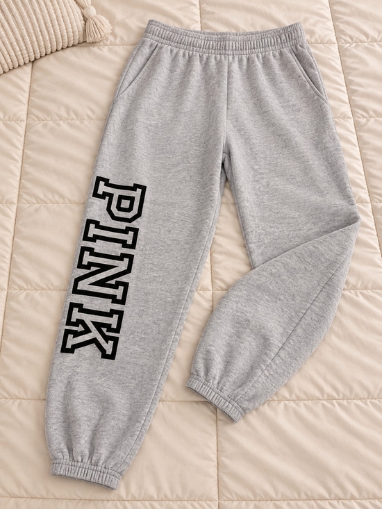 PINK Victoria's Secret Pants - PINK Victoria's Secret Gray Sweatpants with Black Logo